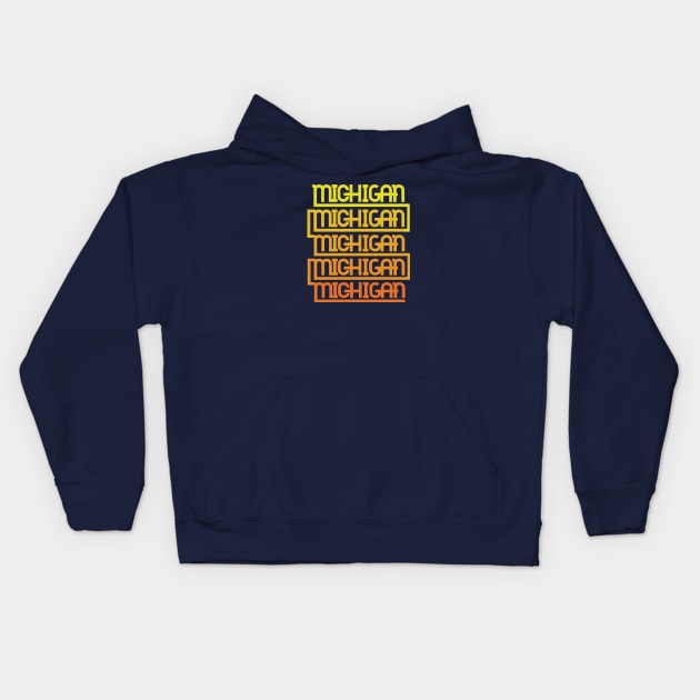 Michigan - Repeating in Sunset Kids Hoodie by sadsquatch